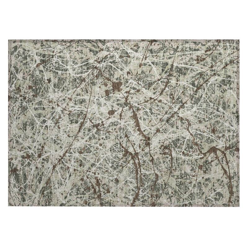 Machine Washable Indoor/ Outdoor Modern Splatter Chantille Rug
