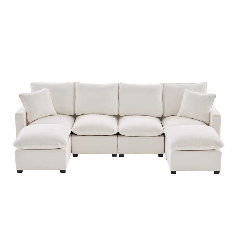 Modern Chenille Multi-Seat Sectional Sofa
