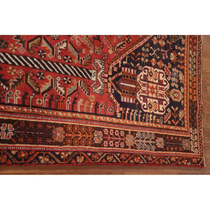 Shiraz Persian Vintage Area Rug Hand-knotted Wool Carpet - 5'2"x 8'3"