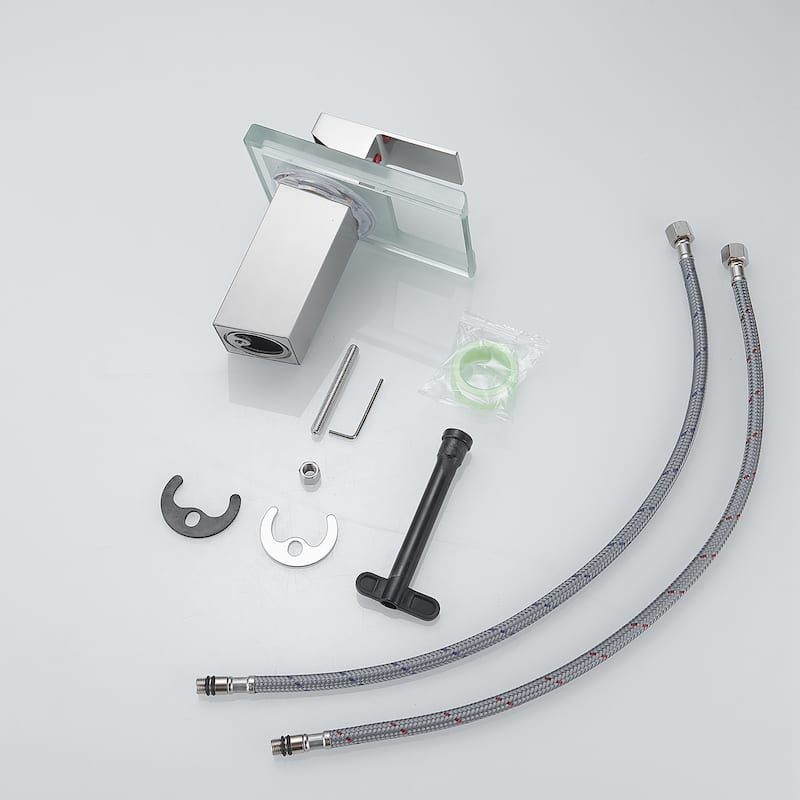 Modern Brushed Nickel Bathroom Basin Faucet with LED Light