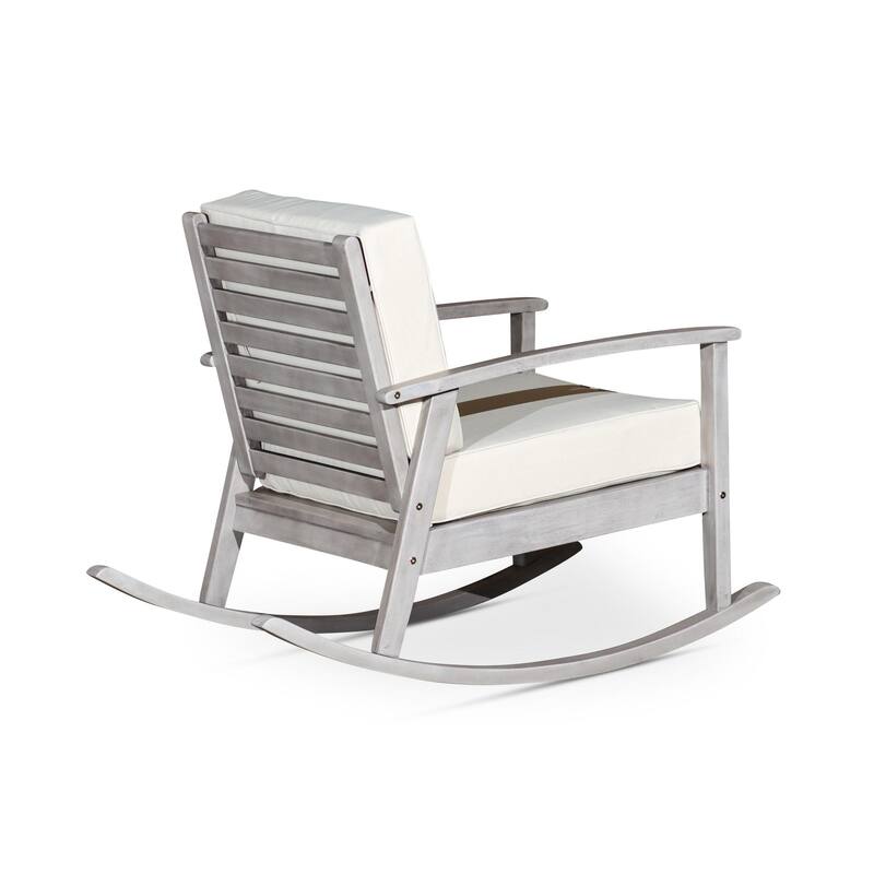 Eucalyptus Rocking Chair with Cushions, Driftwood Gray Finish