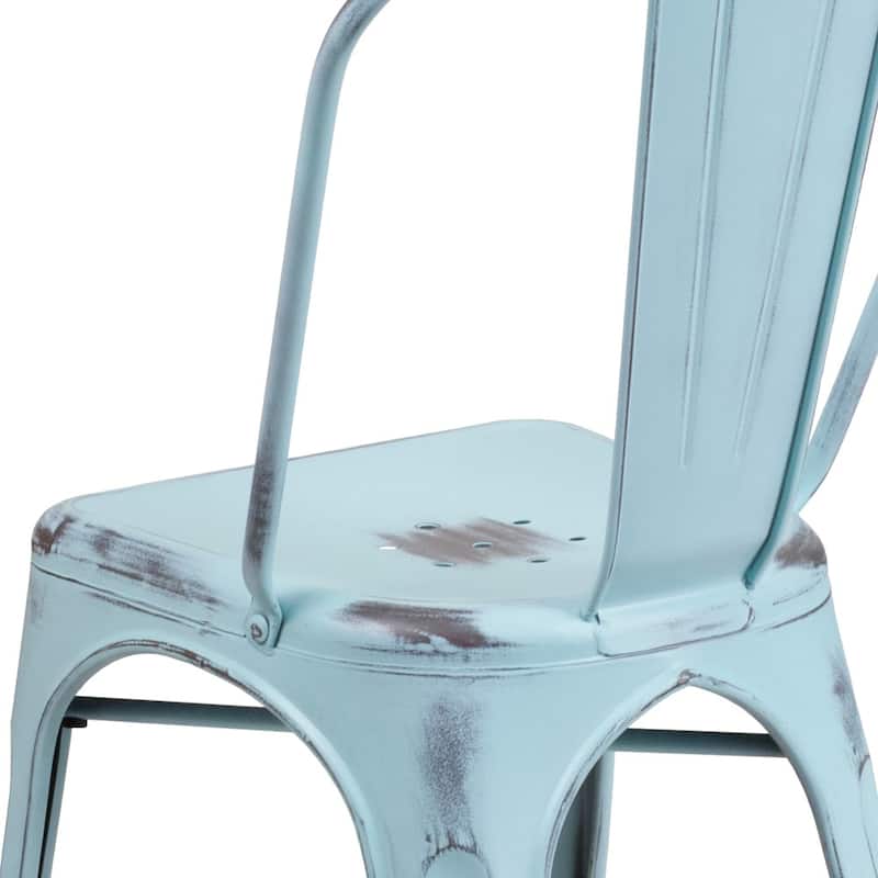 Distressed Metal Indoor/ Outdoor Stackable Chair