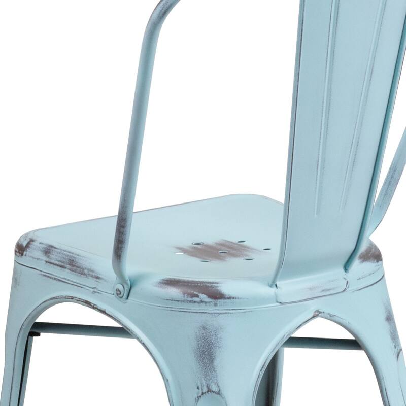 Distressed Metal Indoor-Outdoor Stackable Chair - Kitchen Furniture
