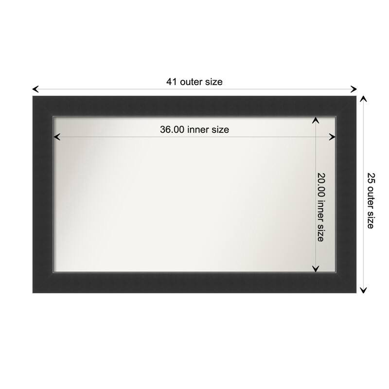 Corvino Black Framed Non-Beveled Custom Wall Mirror, Bathroom Vanity Mirror - Outer Size: 41 x 25