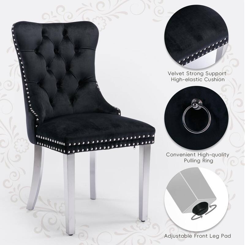 Tufted Naliheads Solid Wood Upholstered Dining Chairs (Set of 4)