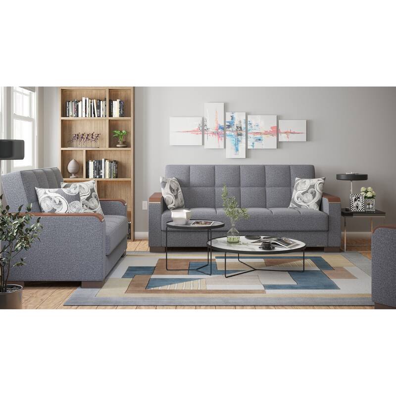 Collection Upholstered Convertible Loveseat With Storage