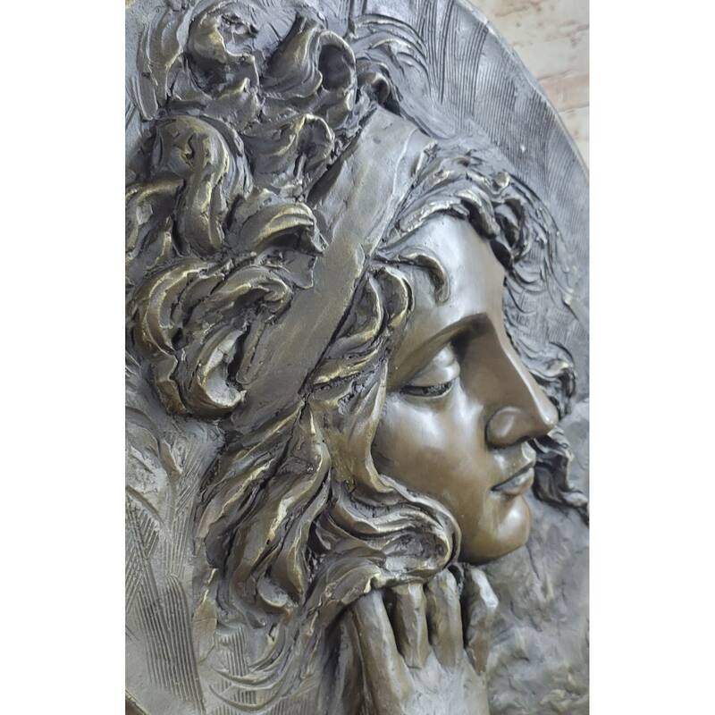 Art Nouveau Bronze Wall Art Hanging Portrait Of A Woman By Jean Patoue
