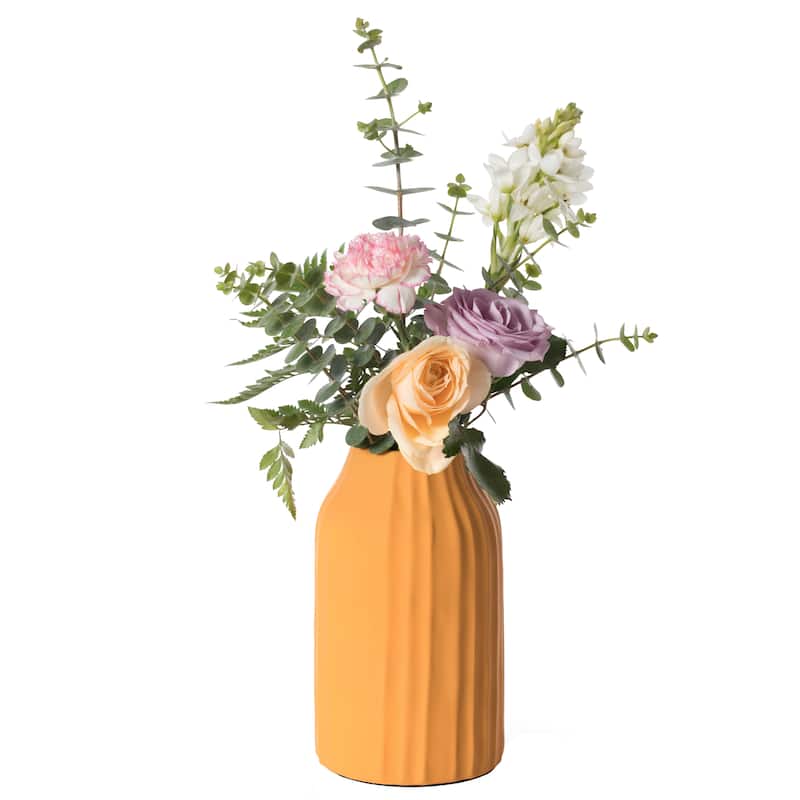 Modern Farmhouse Home Décor Accents; Living Room Décor, Boho Vases for Table Decor, Mantle & Shelf Vases, Centerpiece Table Vase - Mustard
