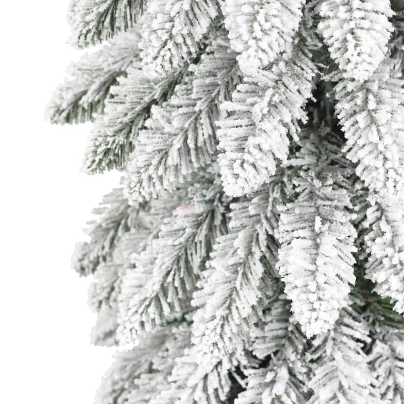 Puleo International 4 ft. Pre-lit Flocked Alpine Pencil Tree