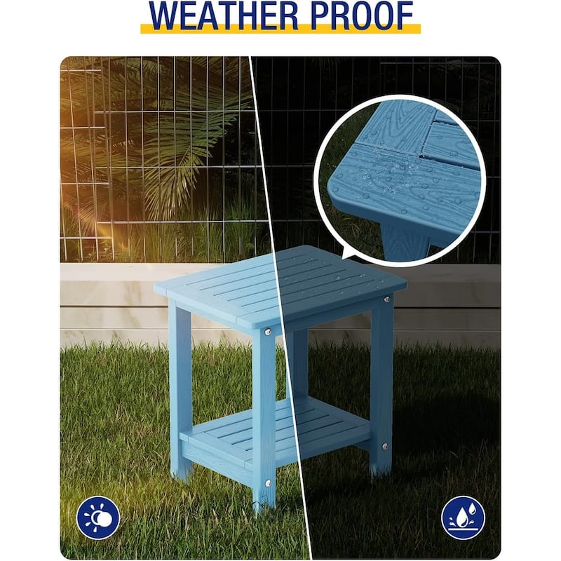 WINSOON Small Outside Adirondack Square Side Table,Double Layer