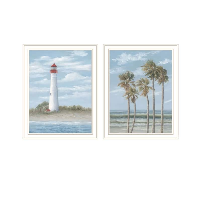 Trendy Decor 4U "Beach Days" Printed Framed Wall Art by Georgia Janisse - White - 14 x 18