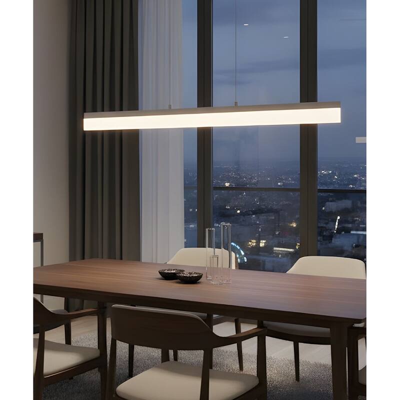 36"w 1-Light Linear Bar Ribbon LED Kitchen Island Light Brushed Nickel Finish Acrylic Shade