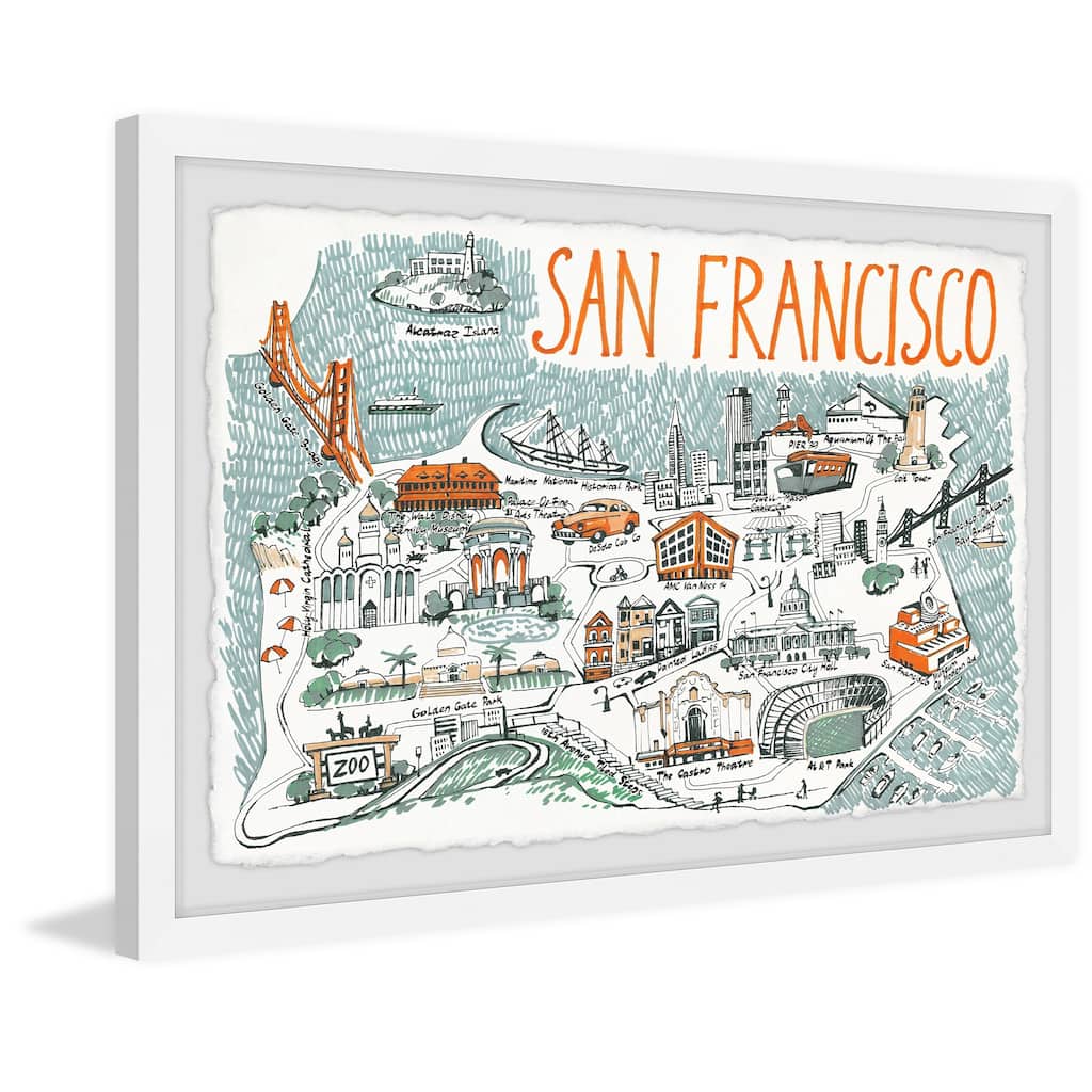 'Illustrated Map of San Francisco III' Framed Painting Print