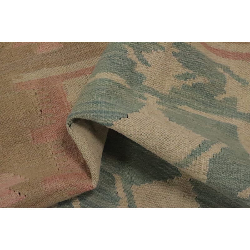 Hand Woven Oriental 100% Wool Carpet Southwestern Tribal Green Kilim Area Rug - 5' 7'' X 3' 9''
