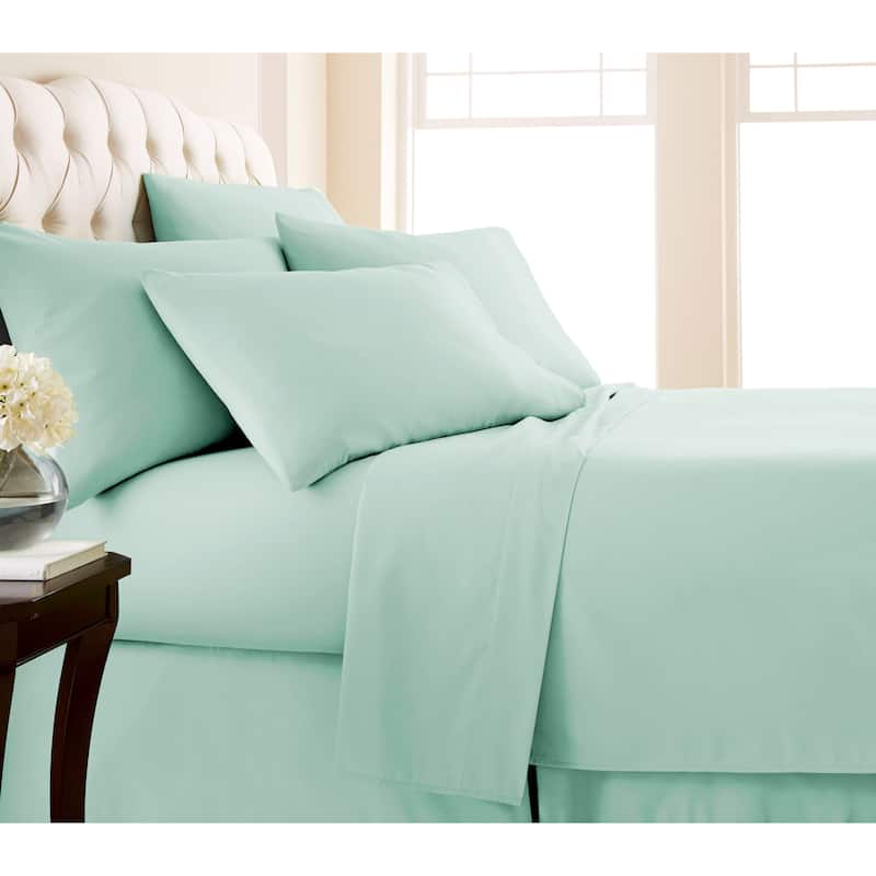No-slip Ultra-soft Deep Pocket 6-piece Bed Sheet Set - Twin XL - hint of green