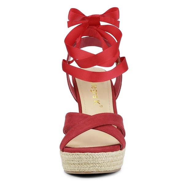red platform espadrille sandals