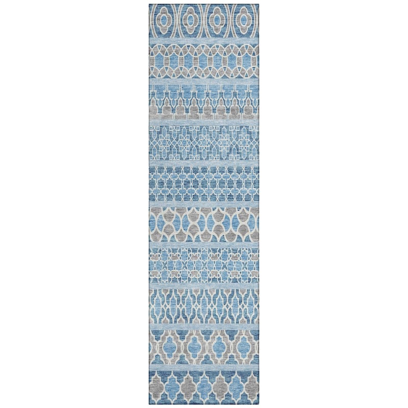 Machine Washable Indoor/ Outdoor Chantille Stripe Boho Rug