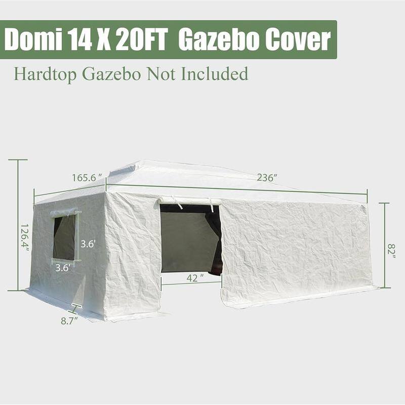 Domi 8' x 8' Universal Winter Gazebo Cover, All Season Waterproof Enclosed Cover with Sidewalls & Ventilated Mesh Windows, White