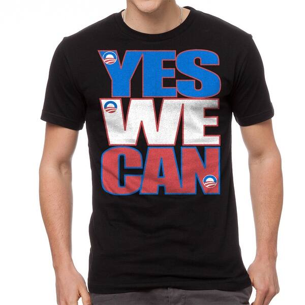 Shop Obama Yes We Can Campaign Quote Men S Black T Shirt Overstock 17569986