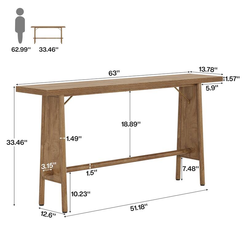 63" Long Entryway Table, Modern Console Table with Metal Legs