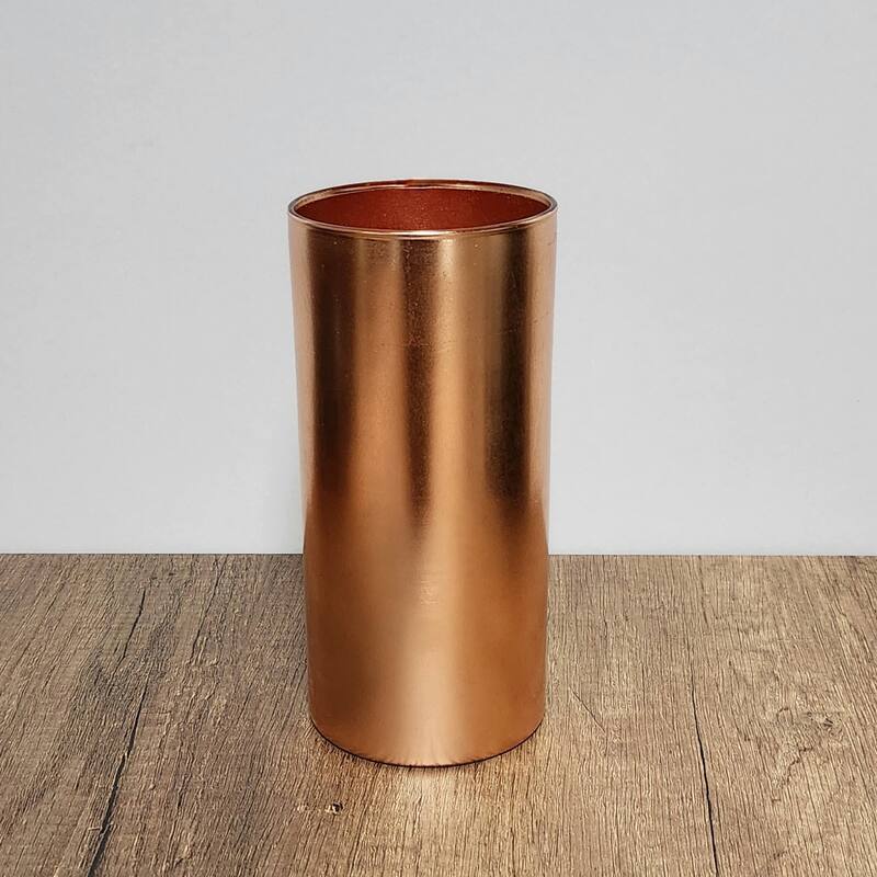 GILT 7" Glass Cylinder Vase - Rose Gold