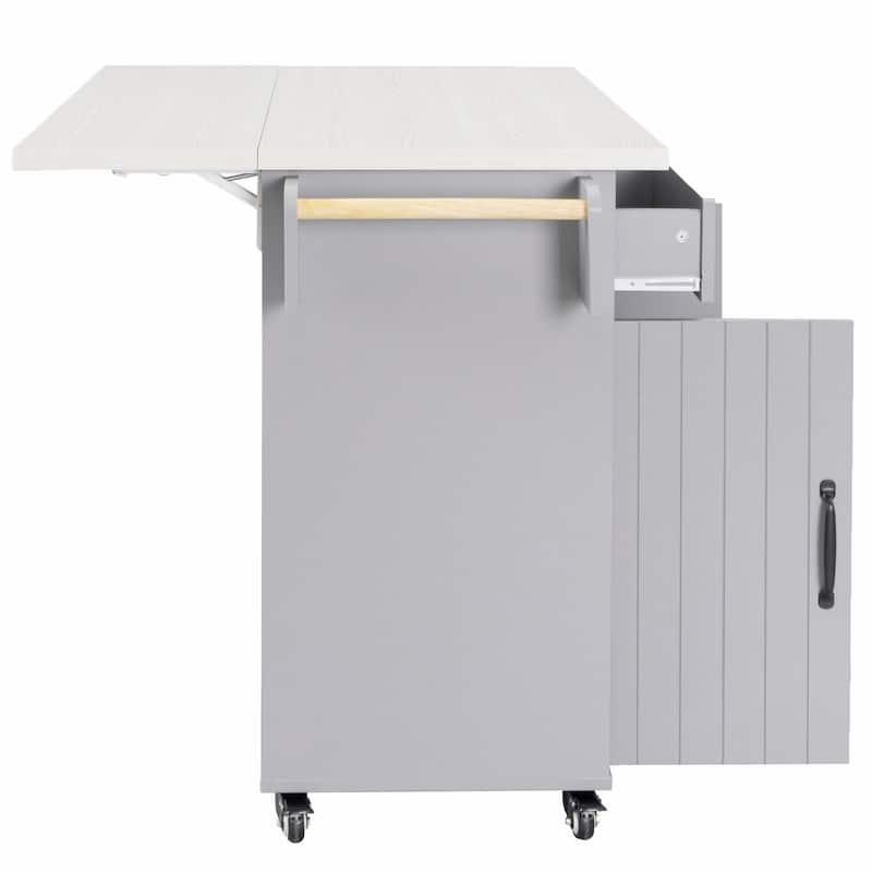 Kitchen Island with Trash Can Storage and Adjustable Shelf