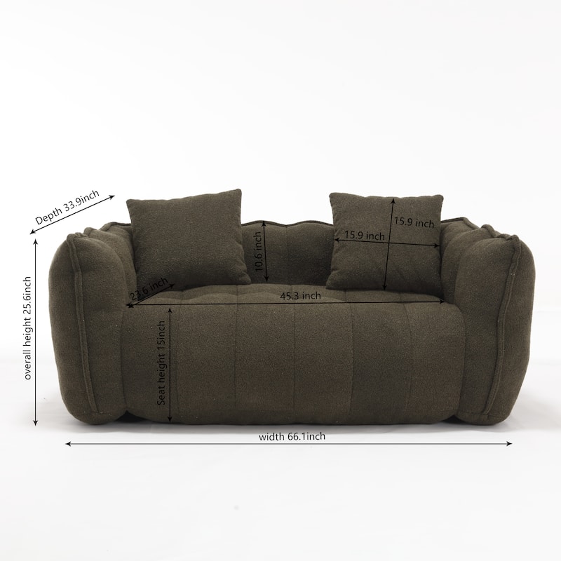 Soft beanbag chair with high resilience foam core for two people