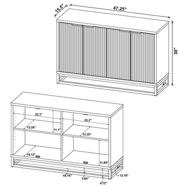 dimension image slide 1 of 2, Ryatt 4-Door Engineered Wood Accent Cabinet Dark Pine