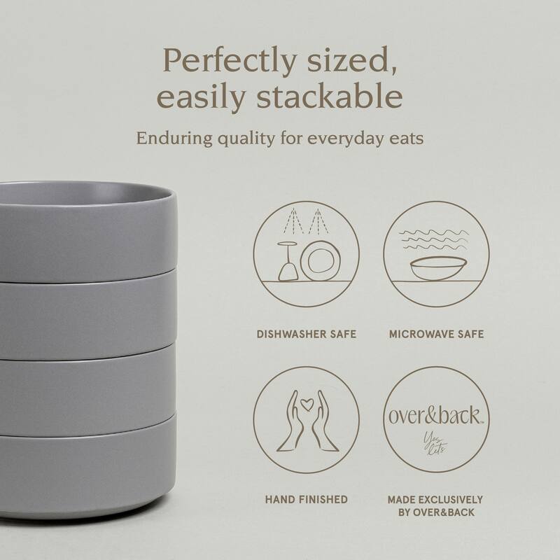 over&back Stackable 25oz Semi-Matte Stoneware Cereal Bowls