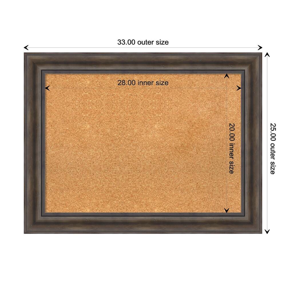 Rustic Pine Black Wood Framed Natural Corkboard Bulletin Board