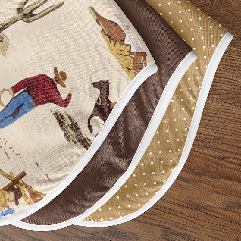 Sweet Jojo Designs Western Cowboy Absorbent Burp Cloths 3 Pack Set Red Tan Blue Brown White Wild West Southern Country Horse
