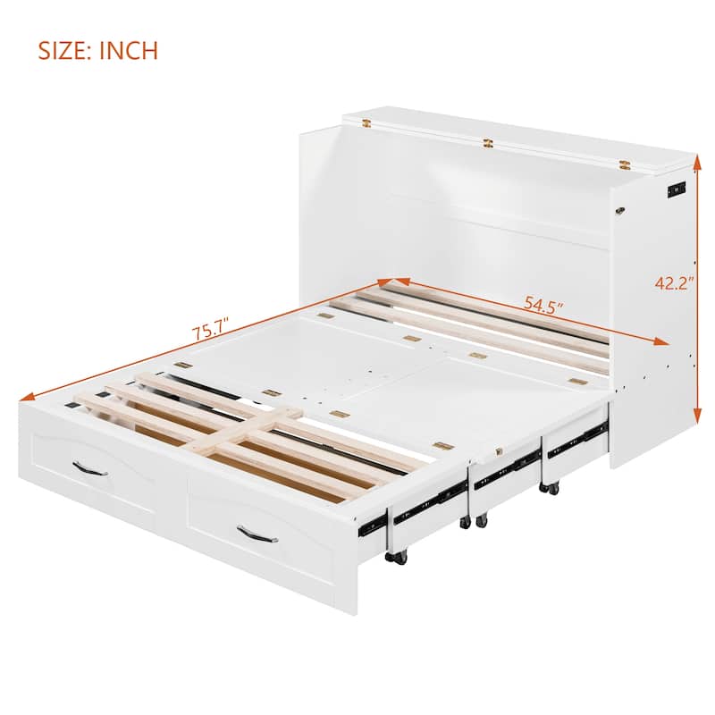 Full Size Murphy Bed Wall Bed with drawer