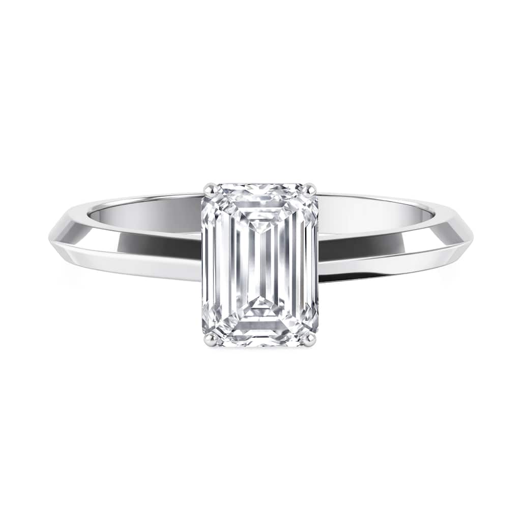 Auriya 14K Gold Knife Edge Lab Grown Emerald-cut Diamond Engagement Ring 1.00 - 5.00ct. tw. (F-G, VS)