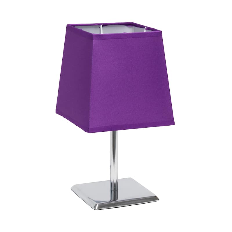 9.65" Compact And Chic Modern Square Chrome Accent Table Lamp, For Living Room, Bedroom, Office, Black Shade - PR