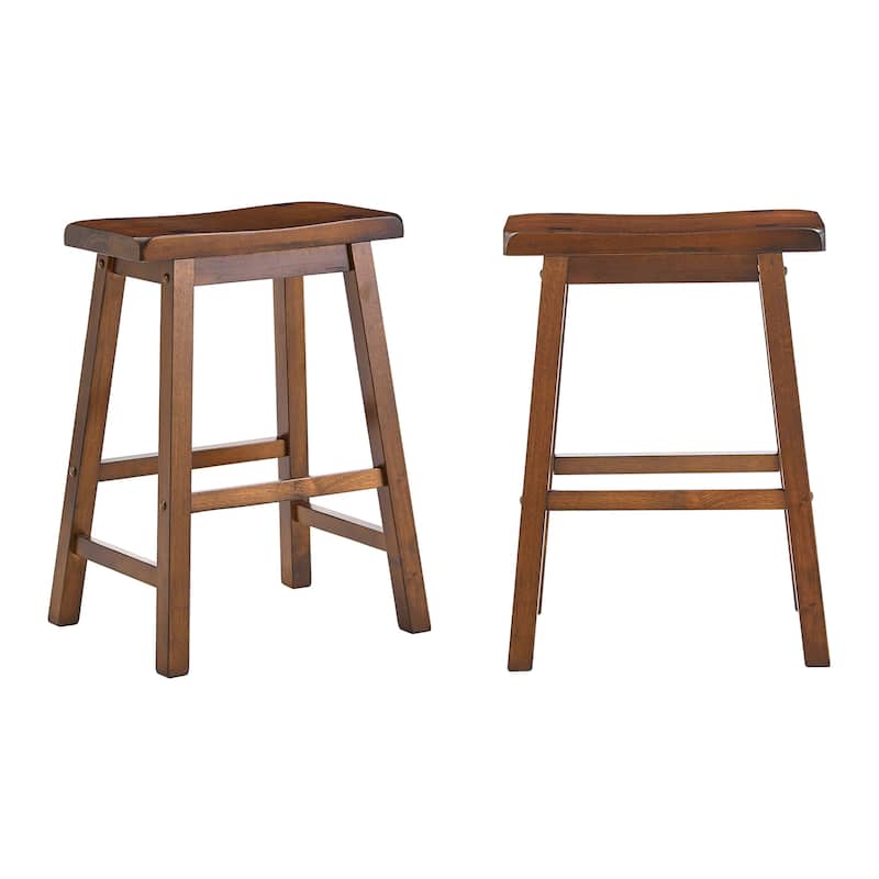Cadiz Saddle Seat 24" Counter Height Backless Stools (Set of 2) - Stool - Warm Cherry