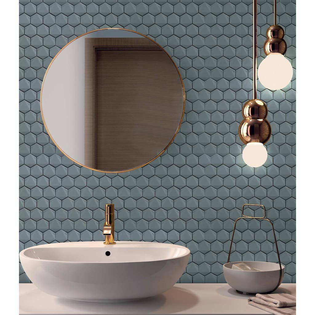 3D Hexagon 2" x 2" Glossy Porcelain Mosaic Tile