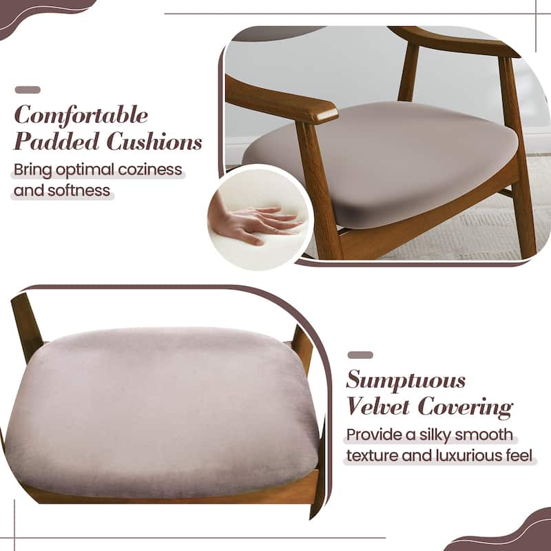 Gymax Set Of 4 PU Leather/Velvet Dining Chair w/ Padded Seat & Back