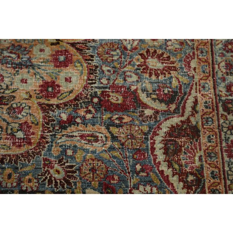 Hand Knotted Oriental 100% Wool Carpet Traditional Floral Navy Blue & Blues Dorokhsh Area Rug - 10' 5'' X 7' 4''
