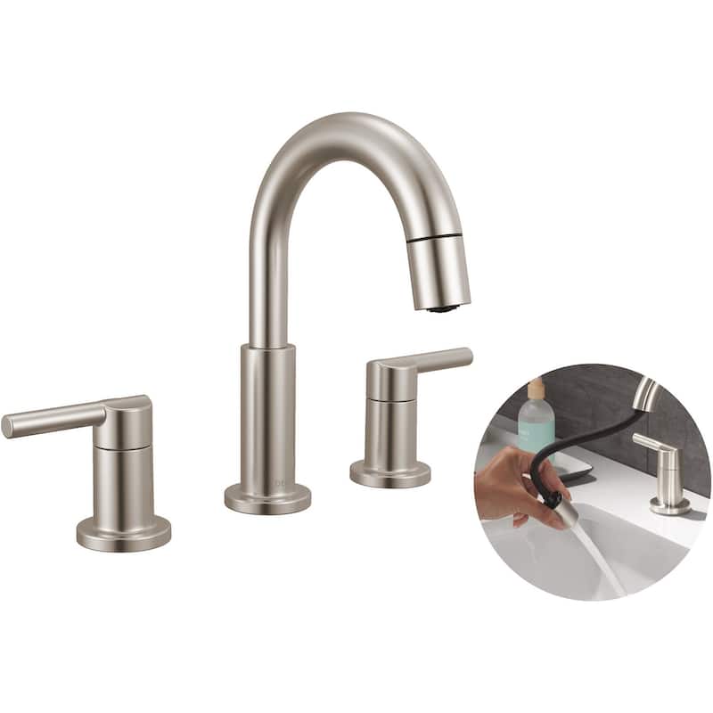 Delta 35749LF-PD Nicoli 1.2 GPM Widespread Bathroom Faucet with Pull - Brilliance Stainless