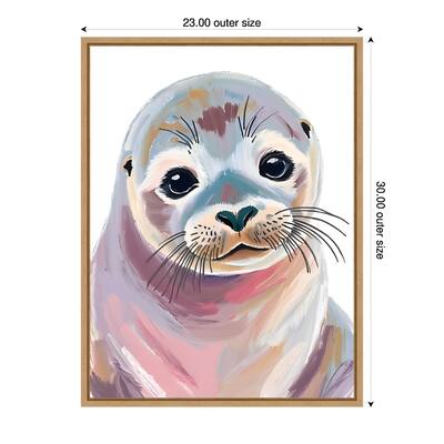 Cute Seal Pup by Ohkimiko Framed Canvas Wall Art