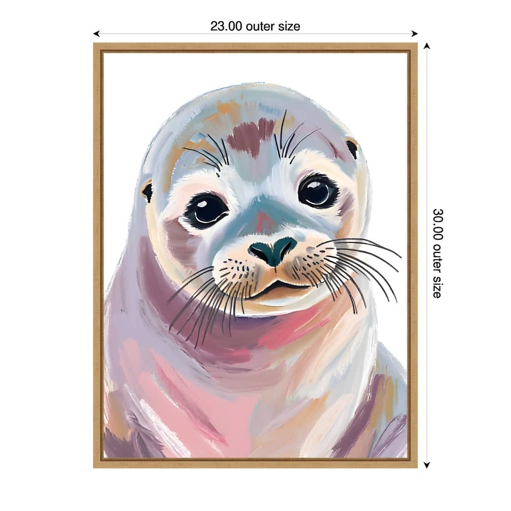 Cute Seal Pup by Ohkimiko Framed Canvas Wall Art