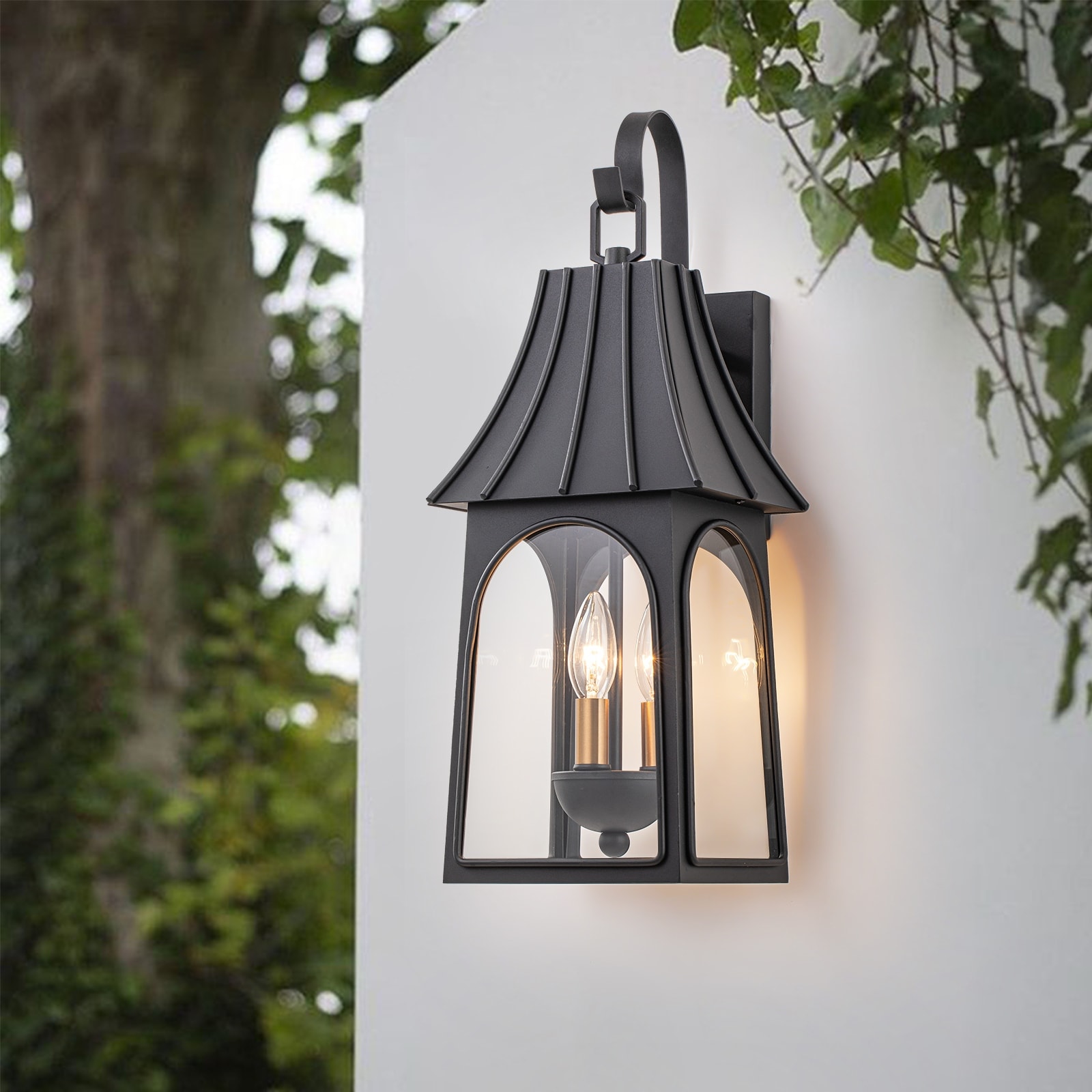 Zicbol 3 Light Outdoor Umbrella Dimmable Matte Exterior Lantern Wall Sconce Light
