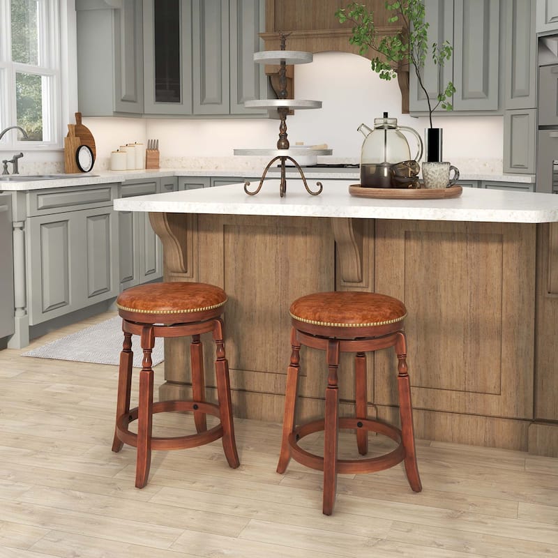 Costway 24" Swivel Bar Stool Set of 2/4 with Upholstered Seat & Rubber - See Details