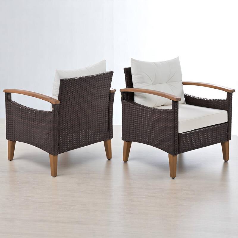4-Piece Outdoor Wicker Sofa Set with Armrests, Coffee Table, Cushions, Pillows, and Protective Cover,outdoor Patio Furniture set