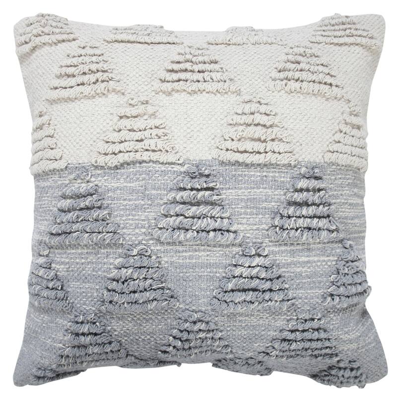 Handwoven Textured Geometric Square Throw Pillow - 18" - Gray and White