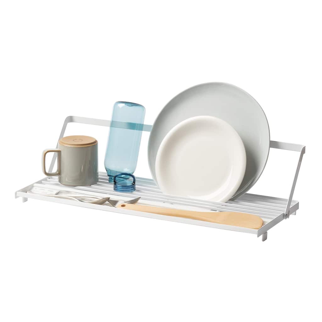 Yamazaki Home Slim Over-the-Sink Dish Drying Rack, Steel - L 9.65 x W 21.73 x H 1.22 inches