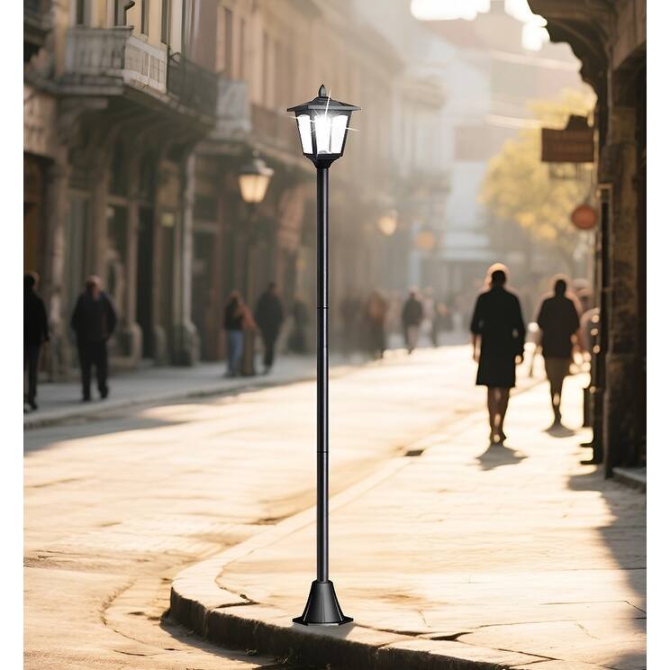 67" Solar Lamp Post Light Outdoor Waterproof LED Pathway Lighting, Adjustable Pole for Lawn, Garden, Driveway - Black - 67'' - Black