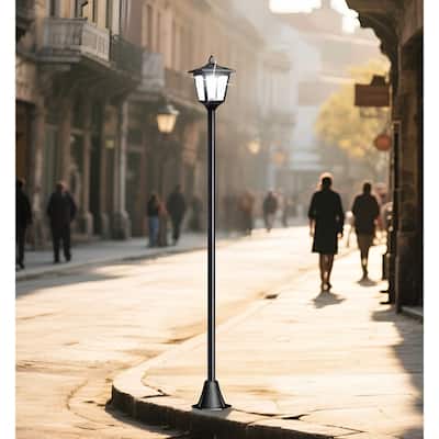 67" Solar Lamp Post Light Outdoor Waterproof LED Pathway Lighting, Adjustable Pole for Lawn, Garden, Driveway - Black - 67''