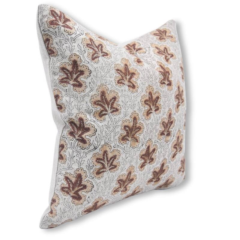 Fabdivine Handmade Home Cushion Cover for Dining Room Sofa or Couch Flower Pattern Pillowcase Linen Décor, Pushpsamita