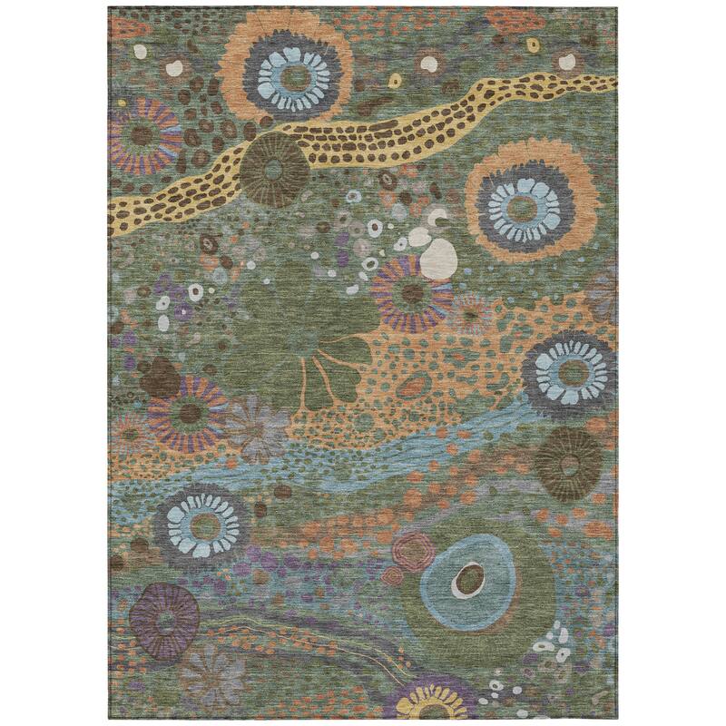 Machine Washable Indoor/ Outdoor Whimsy Floral Chantille Rug